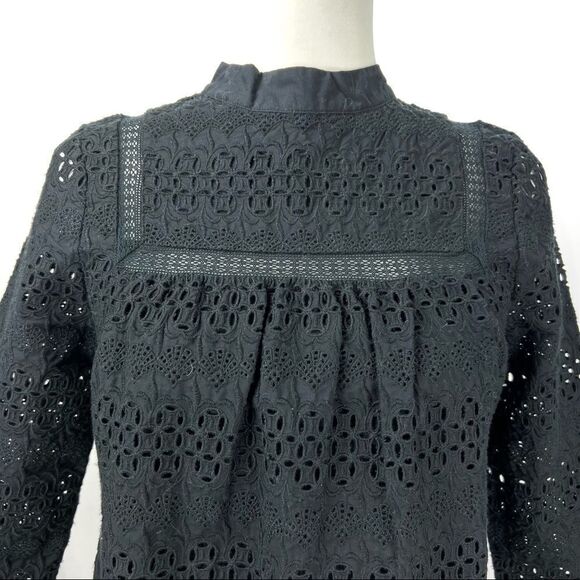 VINEYARD VINES NWT size Small Black Cotton eyelet embroidery top - Picture 2 of 12